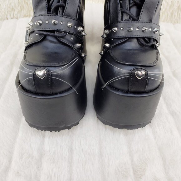 Chunky Platform Goth Punk Kitty Kat Bunny Ankle Boots - Picture 6 of 15